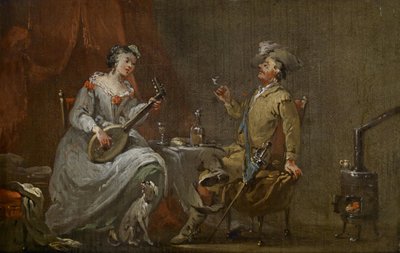 Cavalier and Lady Playing Lute by Norbert Joseph Carl Grund